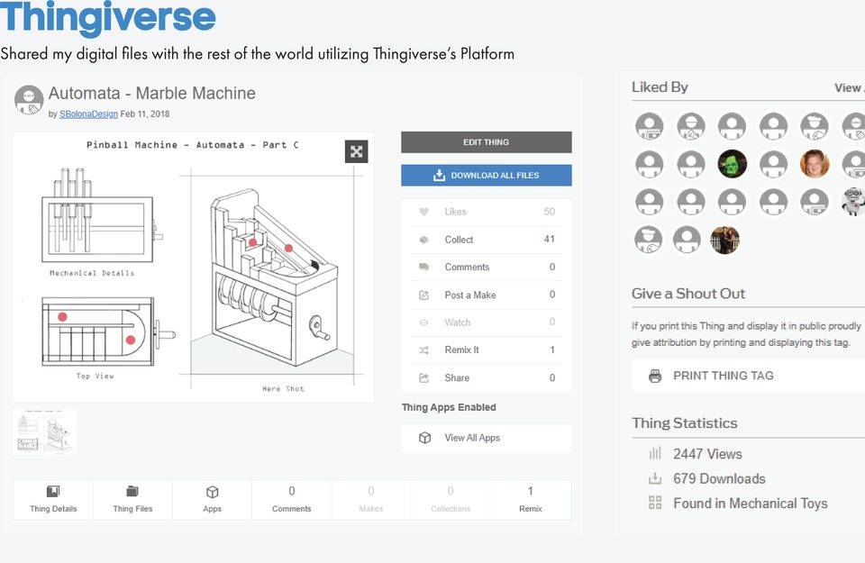 Thingiverse — “Automata - Marble Machine”